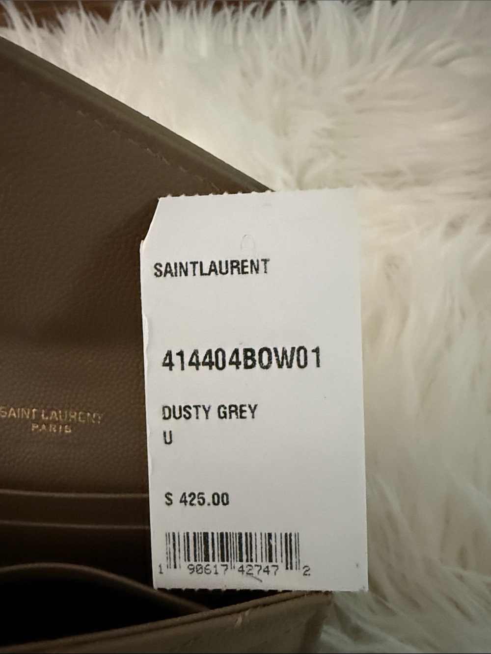 Saint Laurent Taupe Quilted YSL Envelope Wallet with Gold Hardware - Picture 4 of 4